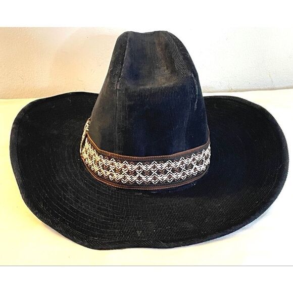 Duke Coll Denim Cowboy Hat The Duke Collection S 6 3/4-6 7/8 Embroidered Band - Picture 1 of 9